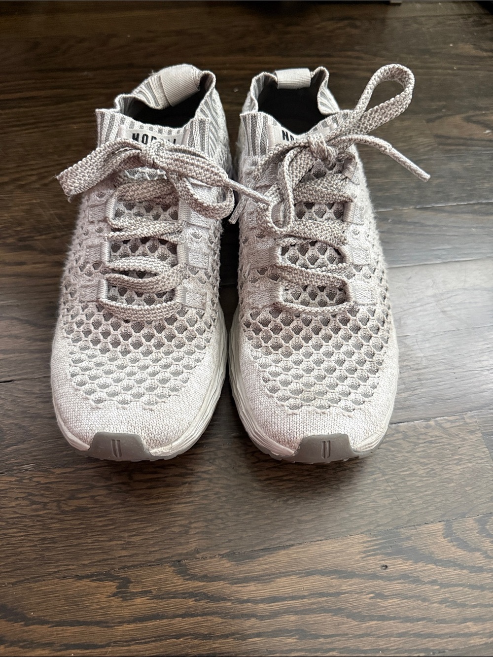 NOBULL Women's Knit Lace-Up Sneakers in Light Gray